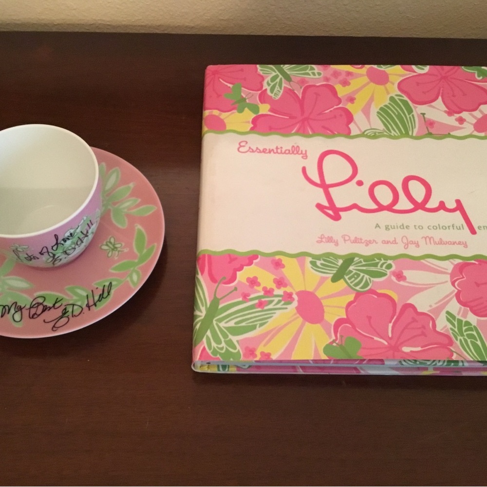 Lilly Pulitzer Floral Hardcover Book & Matching Cup Set - Pink, Green, Yellow